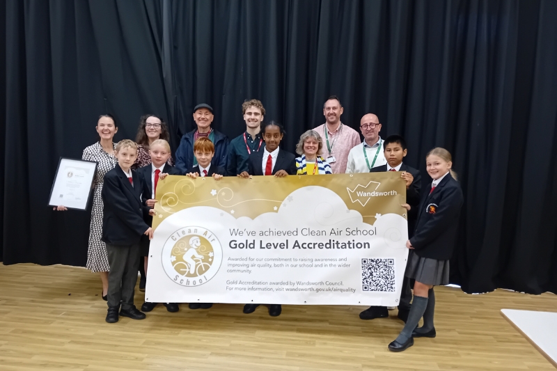 Pupils and staff at St Boniface School receive their Gold accreditation as a Clean Air School