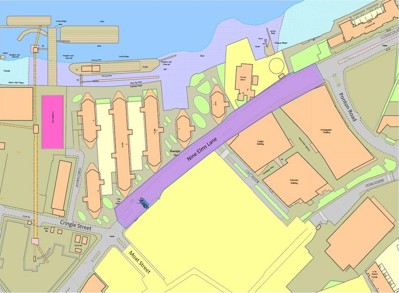 Any person participating in the Palestine Solidarity Campaign post-procession assembly must remain within the shaded area (purple) of Nine Elms Lane, SW11 on the map below. Any stage erected for the assembly must be in the specified area (blue) on the map.
